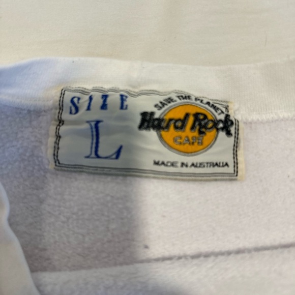 Vintage 90s Hard Rock Cafe Sz: L Sydney Australia White Crewneck Sweatshirt. - Picture 6 of 14